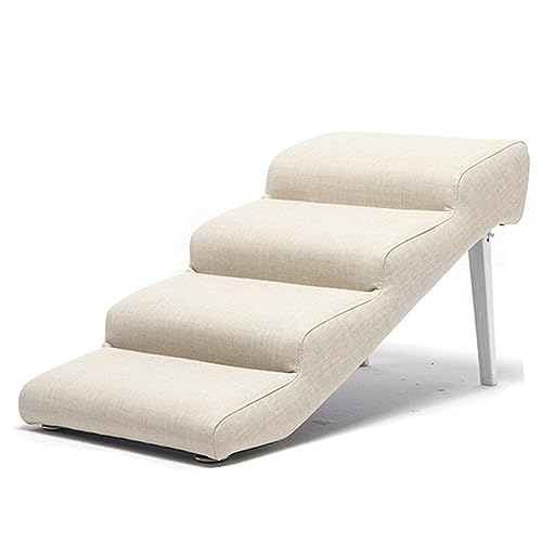 4 Stufen Haustiertreppe Katzentreppe Haustiertreppe for Katzen, Faltbare Hundetreppe for Betten und Couch, Hundetreppe for hohe Betten im Innenbereich (Color : Rice White, S : 72 * 40 * 40cm) von OCKULT