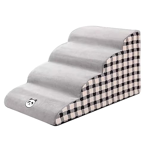 4-Stufen-Hundetreppe for kleine Hunde, Haustiertreppe for hohe Betten und Couch, rutschfeste Hundetreppe for den Innenbereich (Color : Grey, S : 72 * 40 * 45cm) von OCKULT