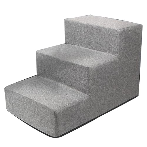 Haustiertreppe, Schaumstoff-Hundetreppe, Hundetreppe for Bett, rutschfeste Katzentreppe, Haustiertreppe for kleine Hunde und Katzen (Color : Grey, S : 38 * 60 * 40cm) von OCKULT