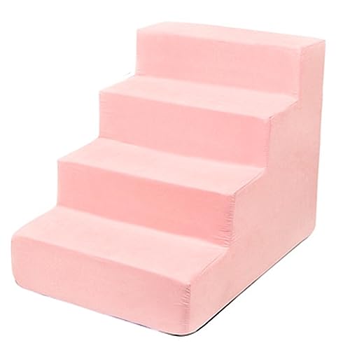 Haustiertreppe, Schaumstoff-Hundetreppe, Hundetreppe for Bett, rutschfeste Katzentreppe, Haustiertreppe for kleine Hunde und Katzen (Color : Rosa, S : 36.5 * 54 * 40cm) von OCKULT
