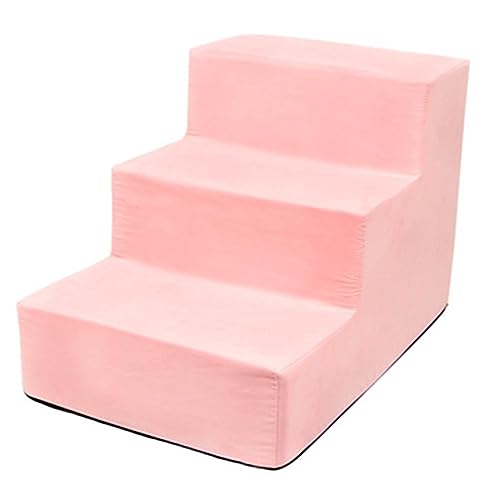 Haustiertreppe, Schaumstoff-Hundetreppe, Hundetreppe for Bett, rutschfeste Katzentreppe, Haustiertreppe for kleine Hunde und Katzen (Color : Rosa, S : 38 * 60 * 40cm) von OCKULT
