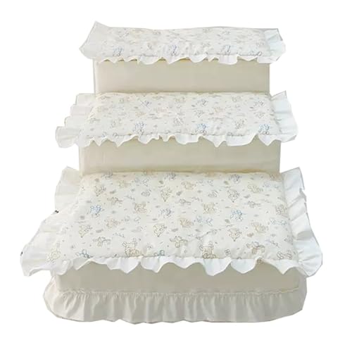 Hundetreppe for kleine Hunde, 3-Stufen-Hundetreppe for hohe Betten und Couch, Hundetreppe for den Innenbereich (Color : Weiß, S : 65 * 40 * 39cm) von OCKULT