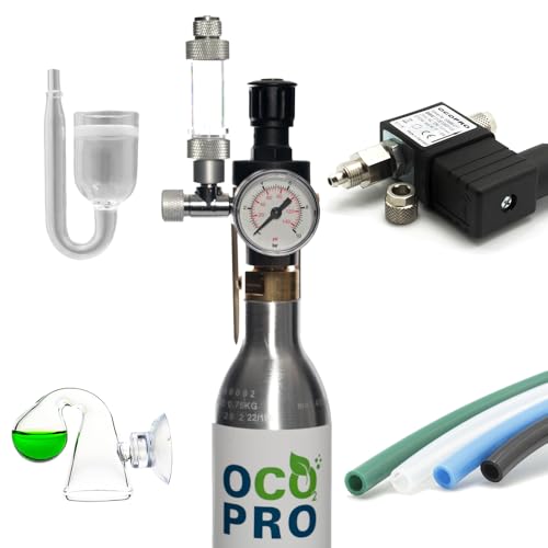 CO2 Anlage CO2-Zylinder (425g/450g) Komplettset inkl. Nachtabschaltung und vollen Zylinder (mit CO2-Magnetventil) von OCOPRO