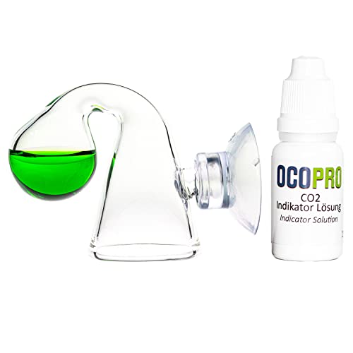 OCOPRO Echtglas CO2 Langzeittest mit u. ohne Indikatorlösung für Aquarien (Kuppel-Design, mit 18ml Indikatorlösung) von OCOPRO