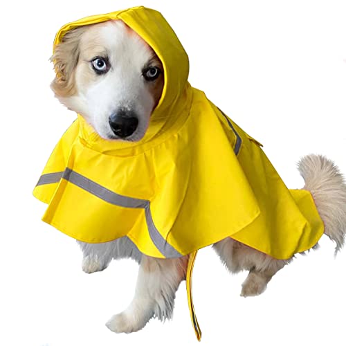 OCSOSO Regenmantel Hund, Hunderegenmantel Raincoat für Mittelgroße Hunde, Regenjacken Hund Wasserdicht, Hunde Regenjacke Atmungsaktiv und Komfortabel Hundemantel für Regenwetter Kleidung (Gelb M) von OCSOSO