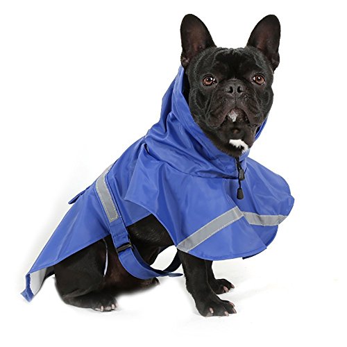 OCSOSO Hundemantel Regendicht Hundejacke mit Kapuze für Mittelgroße Hunde, Verstellbarer Regen Mantel Hund Regenjacken, Hunderegenmantel Regenmantel für Hundewelpen/Katzen/Kätzchen (Blau M) von OCSOSO