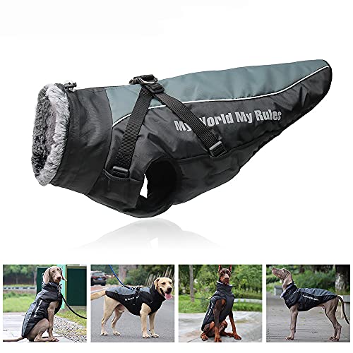 Hundemantel Wendbare, wasserdichte, mit abnehmbarem Geschirr-Design und gefaltetem Pelzkragen Kein Ziehen, kein Ersticken, kuschelige Kleidung bei kaltem Wetter für und große Hunde 2XL Hundemantel Wendbare, wasserdichte, mit abnehmbarem Geschirr-Design und gefaltetem Pelzkragen Kein Ziehen, kein Ersticken, kuschelige Kleidung bei kaltem Wetter für und große Hunde 2XL von OCSOSO