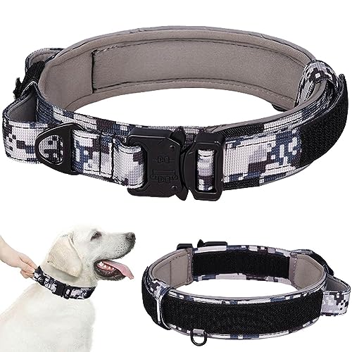 OCSOSO Hundehalsband geeignet für Training und Jäger, wasserdicht und langlebig Taktische Hunde Halsband, verstellbare Größe breite Halsband Hund Ideal für kleine mittlere Gross Hunde (M Weiß) von OCSOSO