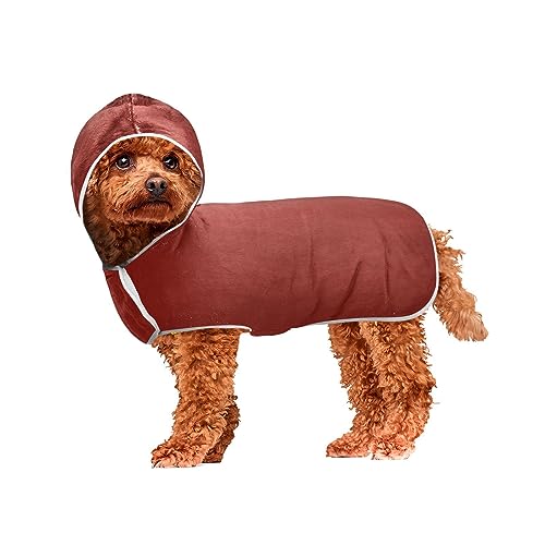 Barn Red Pet Towel Dog Bathrobe Towel Machine Washable Hooded Dog Towels for Drying Dogs and Cats von ODAWA