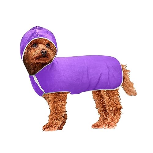 Blau-violette Haustierhandtücher Hundebademantel, super saugfähig, maschinenwaschbar, mit Kapuze, Hundehandtücher zum Trocknen von Hunden und Katzen von ODAWA