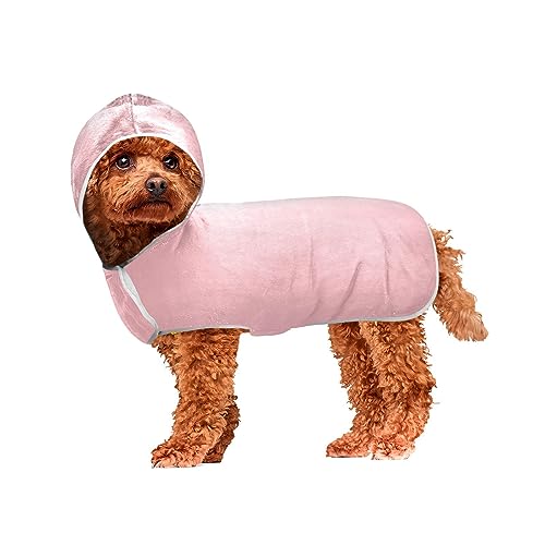 Blush Pink Pet Towel Lightweight Fast Drying Bathrobe for Dogs Machine Washable Hooded Dog Towels for Drying Dogs and Cats von ODAWA