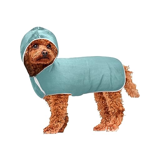 Cadet Blue Pet Towel Lightweight Fast Drying Bathrobe for Dogs Machine Washable Hooded Dog Towels for Drying Dogs and Cats von ODAWA
