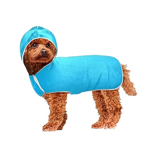 Deep Sky Blue Pet Bathrobe Dog Bathrobe Super Absorbent Machine Washable Hooded Dog Towels for Drying Dogs and Cats von ODAWA