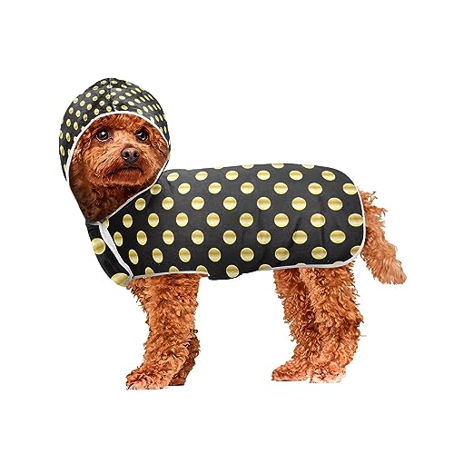 Gold Polka Dot Schwarz Hundehandtuch Wrap Schnell Trocknendes Handtuch für Hunde und Katzen Tragbares Hundehandtuch von ODAWA