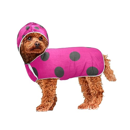 Hot Pink Polka Dots Pet Bathrobe Quick Pet Drying Towels After Bath, Pool or Beach Hooded Dog Towel von ODAWA