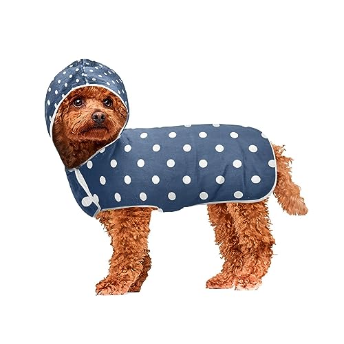 Hundehandtuch mit Kapuze, maschinenwaschbar, zum Trocknen von Hunden und Katzen, tragbares Hundehandtuch, Weiß mit Punkten, Marineblau Hundehandtuch mit Kapuze, maschinenwaschbar, zum Trocknen von Hunden und Katzen, tragbares Hundehandtuch, Weiß mit Punkten, Marineblau von ODAWA