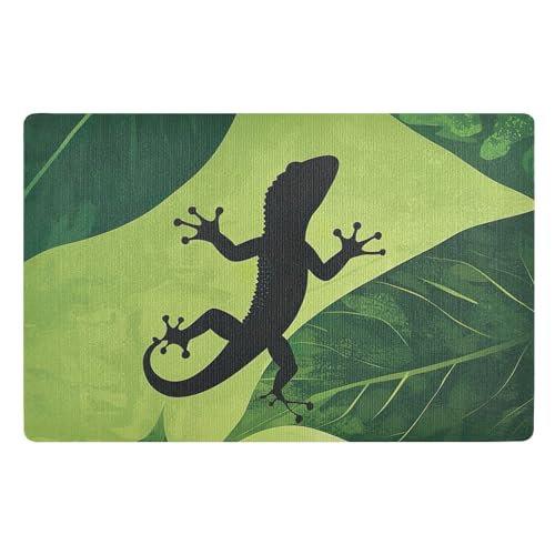 ODAWA Fußmatten Gecko Leaf Green Washable Front Entry Doormats Dog Door Mat for Muddy Paws, 32x20 Inches ODAWA Fußmatten Gecko Leaf Green Washable Front Entry Doormats Dog Door Mat for Muddy Paws, 32x20 Inches von ODAWA