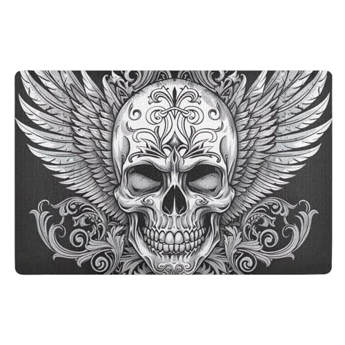 ODAWA Fußmatten im Vintage-Stil, Totenkopf-Design, 81,3 x 50,8 cm, für den Innenbereich, flache Fußmatten ODAWA Fußmatten im Vintage-Stil, Totenkopf-Design, 81,3 x 50,8 cm, für den Innenbereich, flache Fußmatten von ODAWA