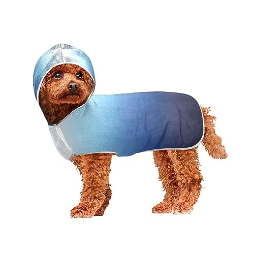 Ombre Blue Dog Bath Robe with Hoodie Quick Drying Towel with Hood for All Dog Hooded Dog Towel von ODAWA