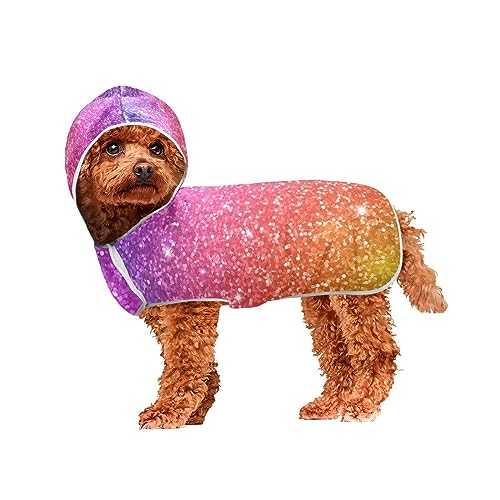 Pink Purple Glitter Pet Towels Dog Bathrobe Towel Machine Washable Hooded Dog Towels for Drying Dogs and Cats von ODAWA