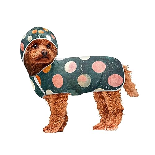 Polka Dot Retro Pet Towel Lightweight Fast Drying Bathrobe for Dogs Machine Washable Hooded Dog Towels for Drying Dogs and Cats von ODAWA