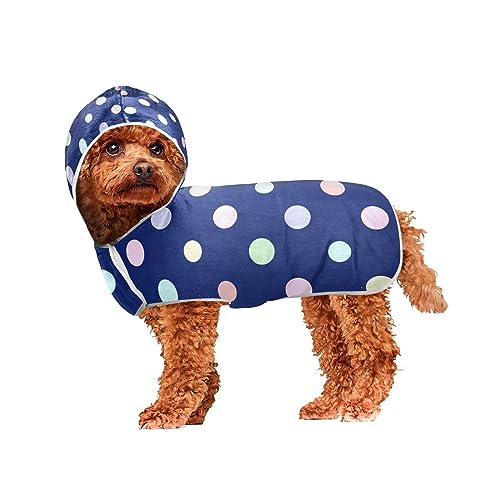 Rainbow Colorful Polka Dot Blue Pet Towel Lightweight Fast Drying Bathrobe for Dogs Machine Washable Hooded Dog Towels for Drying Dogs and Cats von ODAWA