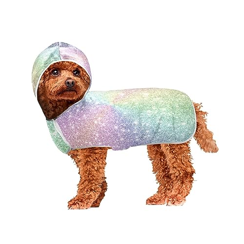 Rainbow Glitter Pet Towel Dog Bathrobe Super Absorbent Quick Drying Towel for Dogs and Cats von ODAWA