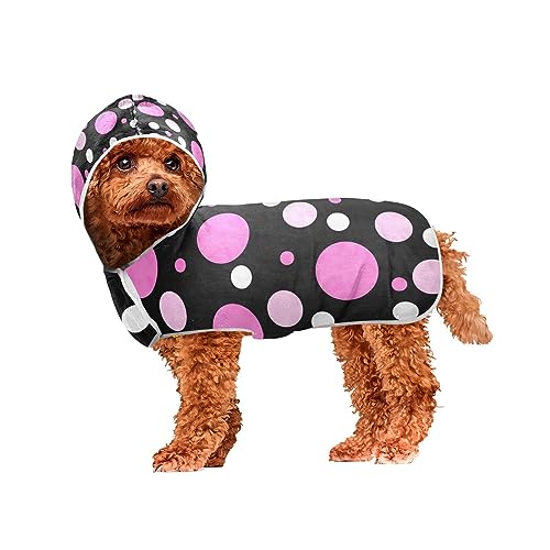 Rosa Polka Dot Haustier Bademantel Hund Bademantel Handtuch Schnell Trocknendes Handtuch für Hunde und Katzen von ODAWA