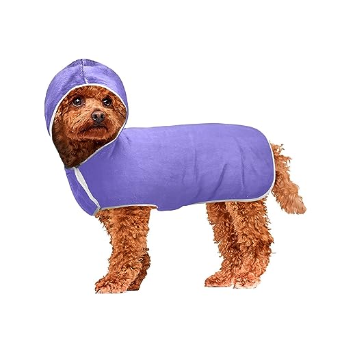 Schieferblau Haustier Bademantel Hundebademantel Super Saugfähig Schnell Trocknendes Handtuch für Hunde und Katzen von ODAWA