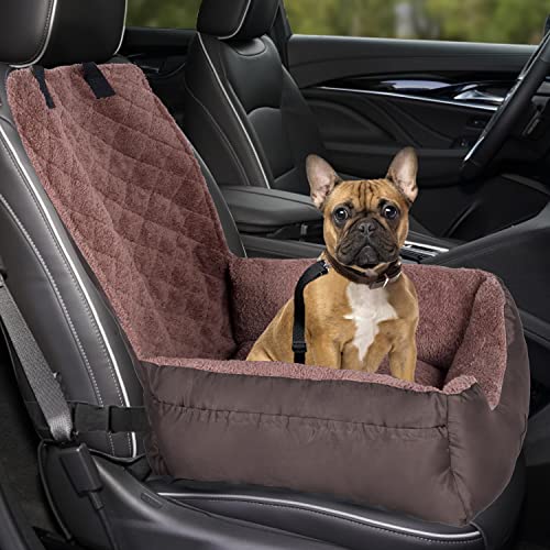 Hunde-Autositz für kleine Hunde, Haustier-Sitzerhöhung, vollständig abnehmbar, waschbar, für Autoreisen, mit Aufbewahrungstaschen und Sicherheitsleine zum Anklippen von ODDPET