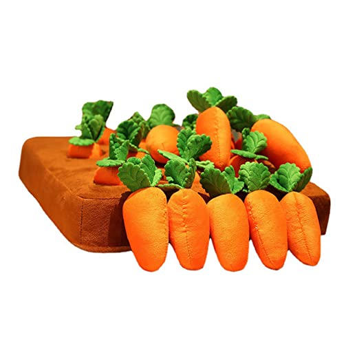 ODEROL Interaktives Hundespielzeug, Karottenschnüffelmatte, 12 KarottenBereicherung, HaustierPlüschPuzzleSpielzeug, Verstecken und Suchen von KarottenBauernhofWelpenKauspielzeug, von ODEROL