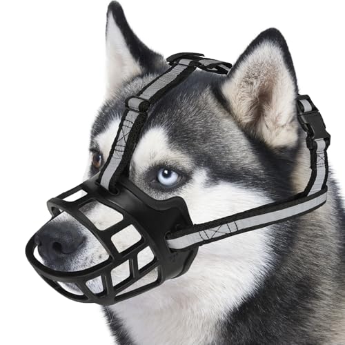 Maulkorb für große Hunde, Maulkorb für mittelgroße Hunde, Korbmaulkorb für Hunde, Hundemundschutz, Hundemaulkörbe gegen Beißen, geeignete Fellpflege, Trimmtraining (Schwarz, 4) von ODRIEW