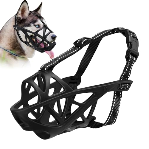 ODRIEW Maulkorb für große Hunde, Maulkorb für mittelgroße Hunde, Korbmaulkorb für Hunde, Hundemundschutz, Hundemaulkörbe gegen Beißen, geeignete Fellpflege, Trimmtraining (Schwarz, XL) von ODRIEW