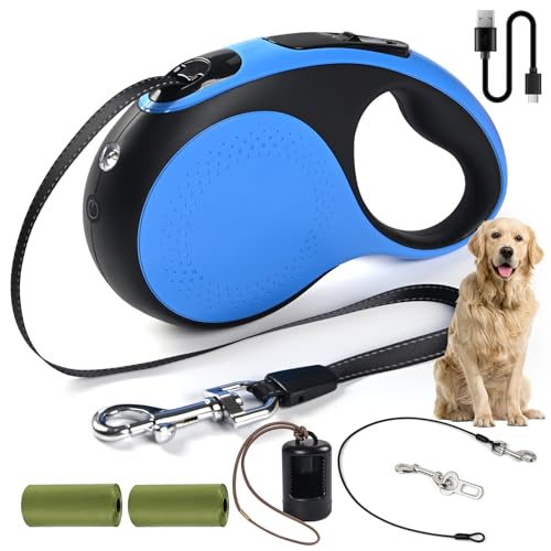Robuste, einziehbare Hundeleine für große Hunde, 4,8 m, mit kaufestem Kabel, 360° verhedderungsfrei, stark reflektierendes Nylonband, rutschfester Griff, für Hunde bis zu 50 kg (Blau, 4,9 m + Robuste, einziehbare Hundeleine für große Hunde, 4,8 m, mit kaufestem Kabel, 360° verhedderungsfrei, stark reflektierendes Nylonband, rutschfester Griff, für Hunde bis zu 50 kg (Blau, 4,9 m + von ODRIEW