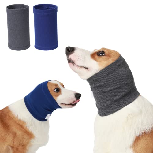 Hunde-Wintermützen, Ohren- und Nackenwärmer, Hunde-Schal, Stirnband für Hunde, Lärmschutz, Grau/Blau, M von ODSSDAPU