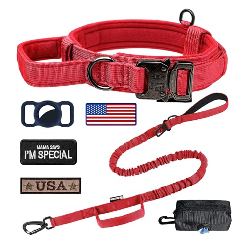 OEBEESA Taktisches Hundehalsband, verstellbar, Militär-Halsband: Nylon-K9-Halsbänder mit Griff und robuster Metallschnalle für mittelgroße und große Hunde mit 3 Flicken und Airtag-Etui-Halter OEBEESA Taktisches Hundehalsband, verstellbar, Militär-Halsband: Nylon-K9-Halsbänder mit Griff und robuster Metallschnalle für mittelgroße und große Hunde mit 3 Flicken und Airtag-Etui-Halter von OEBEESA