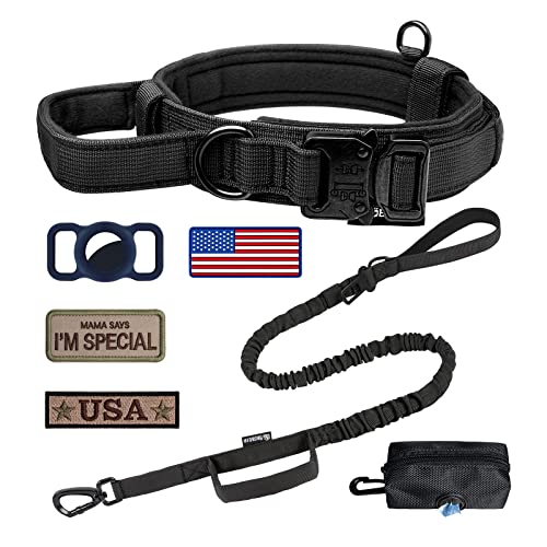 Taktisches Hundehalsband Verstellbares Militärhalsband: Nylon K9 Halsbänder mit Kontrollgriff und robuster Metallschnalle für mittelgroße und große Hunde mit 3 Patches und Airtag Case Holder (XL, Taktisches Hundehalsband Verstellbares Militärhalsband: Nylon K9 Halsbänder mit Kontrollgriff und robuster Metallschnalle für mittelgroße und große Hunde mit 3 Patches und Airtag Case Holder (XL, von OEBEESA