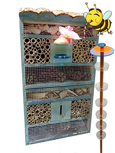 1x Bienenhotel, Insektenhotel MIT BIENENTRÄNKE FDV-HO-Station-OS,XXL Bienenstock & Bienenfutterstation für Wildbienen, Hummeln Schmetterlinge von Ölbaum