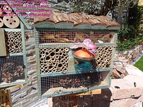 1x Bienenhotel,Rindendach Insektenhaus + Bienenhaus mit Bienentränke, insektenhotel mit Rindendach, Insekten Florfliegen Marienkäferhaus von Ölbaum