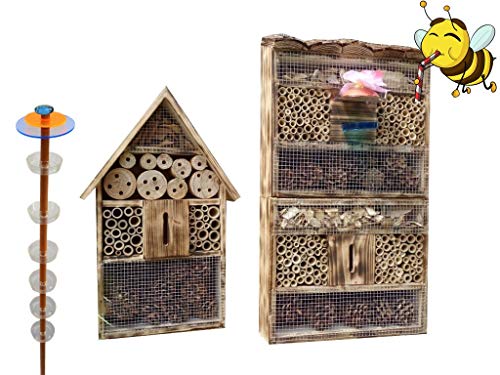 XXL Bienentränke + Insektenhotel mit 3.5-facher Oberfläche 120 cm mit Halter x 50 cm, Gartendeko-Stecker als von ÖLBAUM