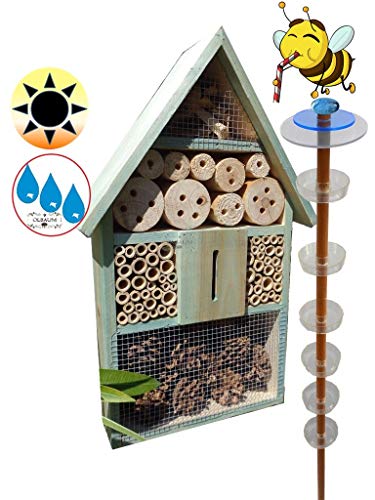 XXL-Wasserstelle Insekten + Haus mit 3,5M Oberfäche 100 cm mit Steher, 1x Lotus Bienenhotel, Premium von ölbaum