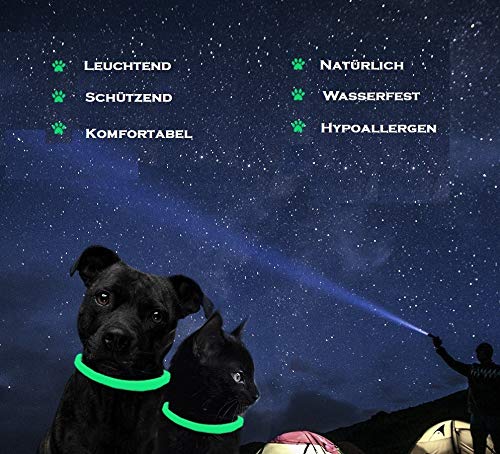 Zeckenhalsband für Hunde und Katzen | Leuchtendes Präventionshalsband gegen Parasiten mit bis zu 8-Monatigen Schutz | Fluoreszierendes Halsband universell auf Jede Größe verstellbar von ÖTTRI