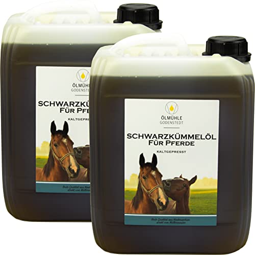 Schwarzkümmelöl für Pferde | 2x5Liter Kanister | frisch gepresst ohne künstliche Zusätze | mit Öko-Strom in Niedersachsen hergestellt von Ölmühle Godenstedt