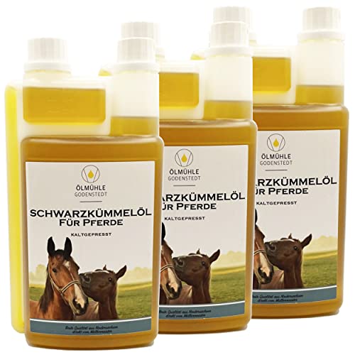 Schwarzkümmelöl für Pferde | 3x1Liter - DREI Dosierflaschen | frisch gepresst, ohne künstliche Zusätze | mit Öko-Strom in Niedersachsen hergestellt Schwarzkümmelöl für Pferde | 3x1Liter - DREI Dosierflaschen | frisch gepresst, ohne künstliche Zusätze | mit Öko-Strom in Niedersachsen hergestellt von Ölmühle Godenstedt
