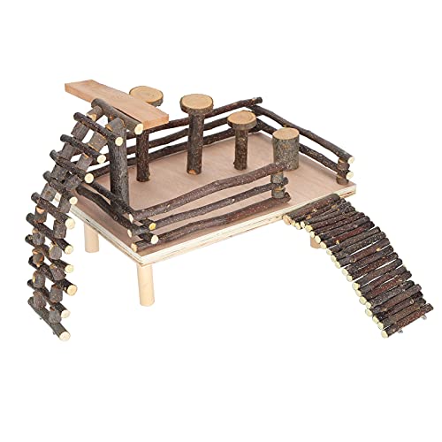 Hamster Platform, Rat Toys, Hamster Climbing Toys with Fun Features for Small Pets, Applewood Pet Stairs, Exercise Toy for Hamsters von OFFAXE