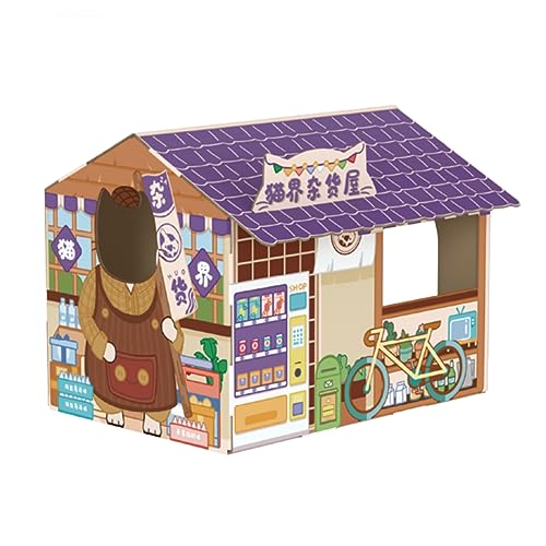 OFFAXE Karton-Katzenhaus, Cartoon-tragbares Katzenkratzbrett-Papierhaus, Katzenunterhaltungsutensilien mit Katzenminze und DREI Löchern, geeignet für Katzenhaustier-Kaffeehaus (Lebensmittelgeschäft) OFFAXE Karton-Katzenhaus, Cartoon-tragbares Katzenkratzbrett-Papierhaus, Katzenunterhaltungsutensilien mit Katzenminze und DREI Löchern, geeignet für Katzenhaustier-Kaffeehaus (Lebensmittelgeschäft) von OFFAXE