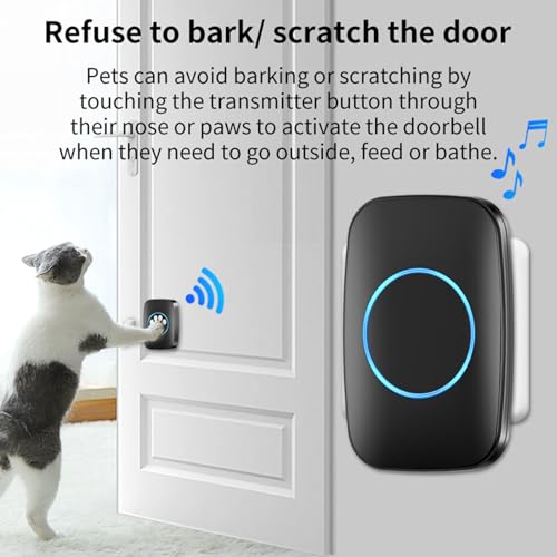 OFFAXE Trainingsglocken für Haustiere, Hund Türklingel Hundeglocken Smart Dog Door Bell, Portable Intelligent Sensing Wireless Dog Doorbell Transmitter und Receiver, für Hundetraining (EU Plug) von OFFAXE