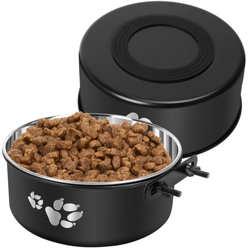 Wassernapf für Hundehütten, Edelstahl, kein Verschütten, hängende Hundenäpfe für Hundehütte, Käfig, Metall-Futterspender für Hunde und Katzen, 2 Stück von OFFKITSLY