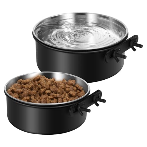 Wassernapf zum Aufhängen, 2 Stück, Edelstahl, kein Verschütten, für Käfig, Zwinger, montierbarer Stallbecher für Hunde, Katzen, Welpen von OFFKITSLY