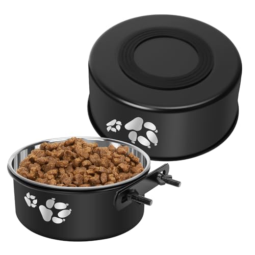 Wassernapf zum Aufhängen, 2 Stück, Edelstahl, kein Verschütten, für Käfigkäfig, Hundehüttennäpfe, montierbar, für Katzen, Welpen von OFFKITSLY
